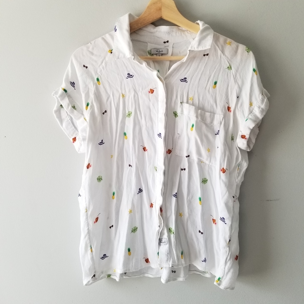 Rails Anthro Chase Beach Day Button Front Shirt S… - image 2